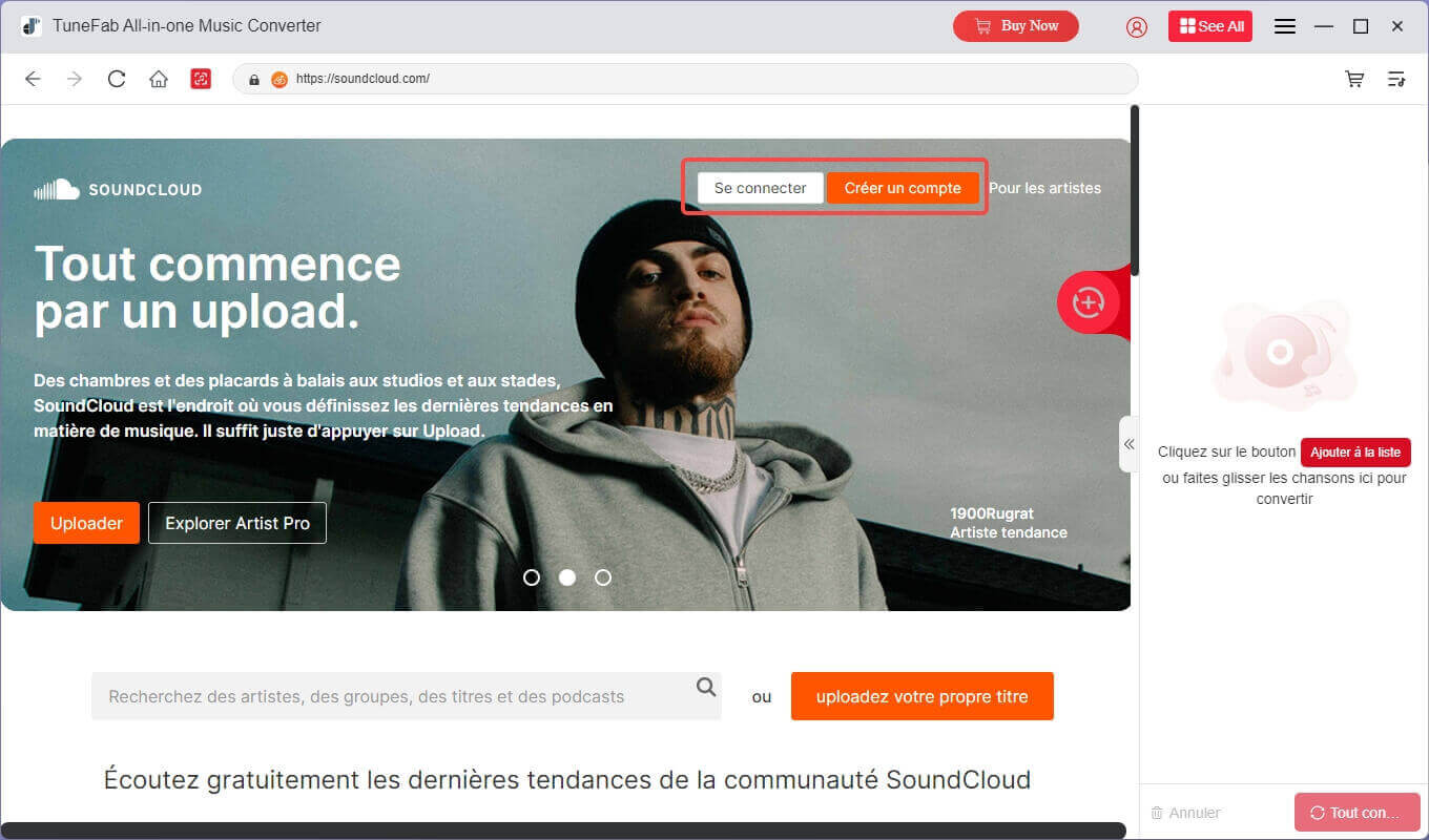 Log in to SoundCloud on AIO Converter