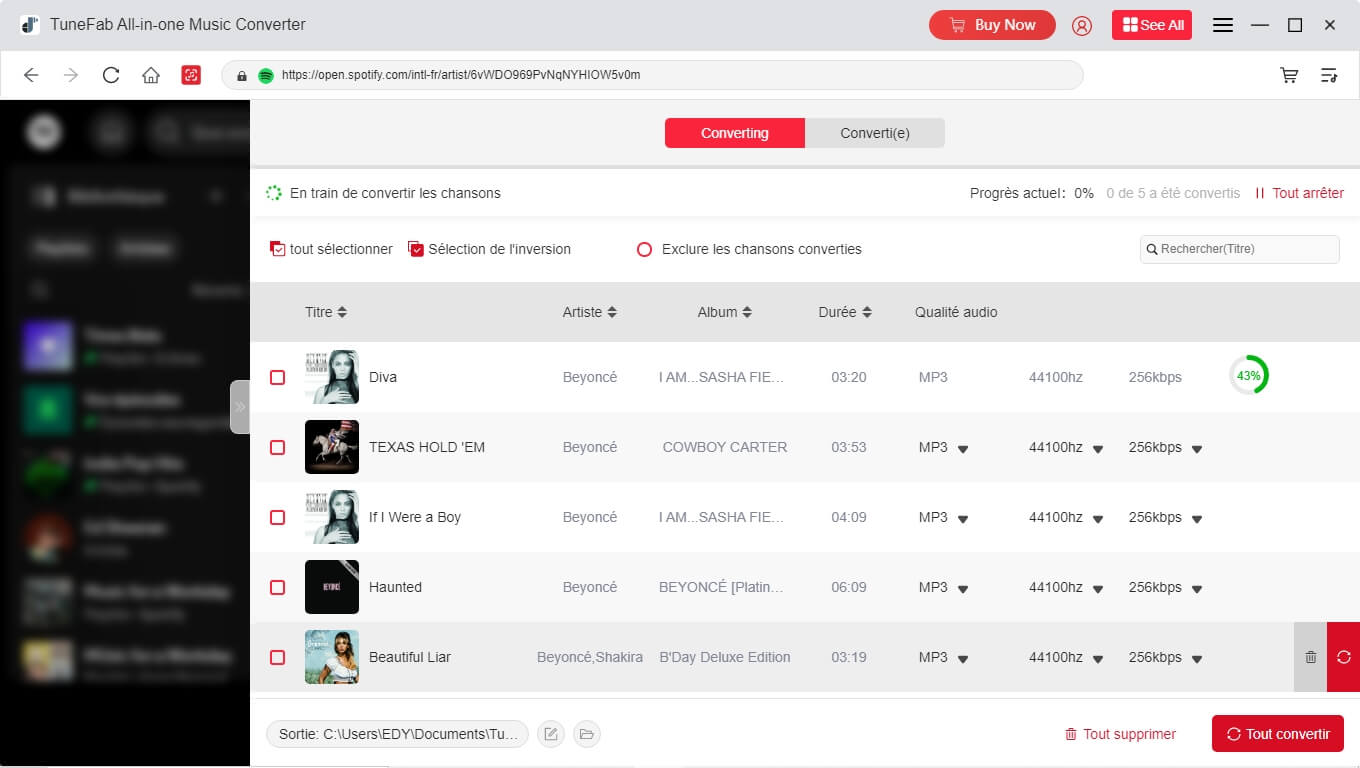 En train de convertir la playlist Spotify