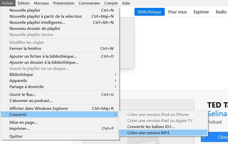 Convertir le fichier podcast en MP3