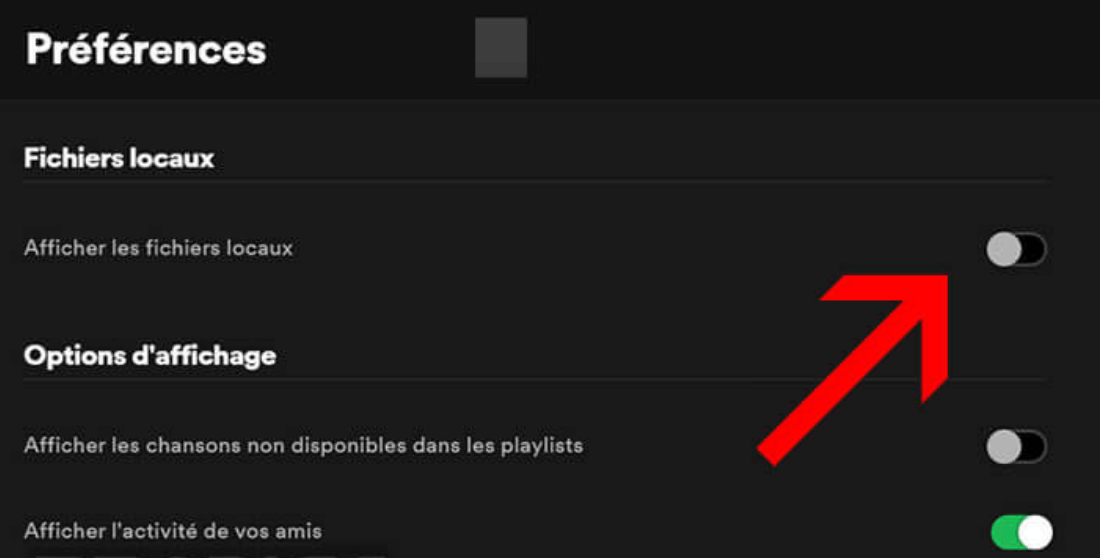Afficher les fichiers locaux dans Spotify