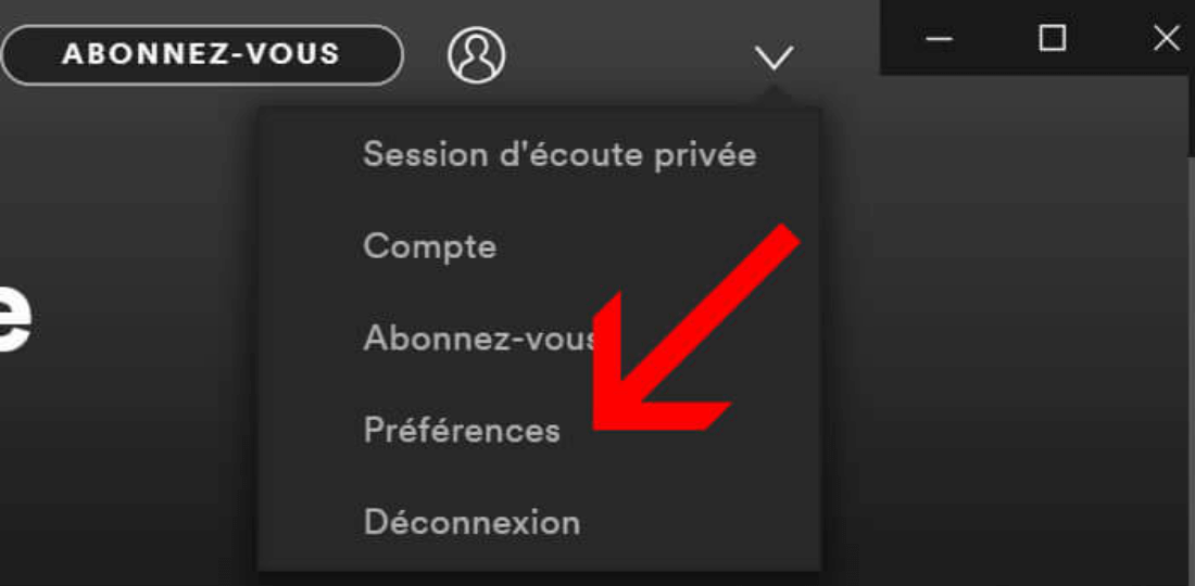 Ouvrir les préférences de Spotify