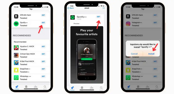 Télécharger Spotify++ sur iPhone via TopStore