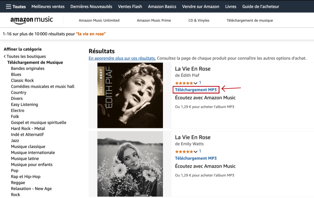 Acheter et télécharger de la musique MP3 sur Amazon