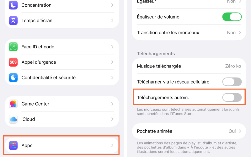 Activez le téléchargement automatique d'Apple Music