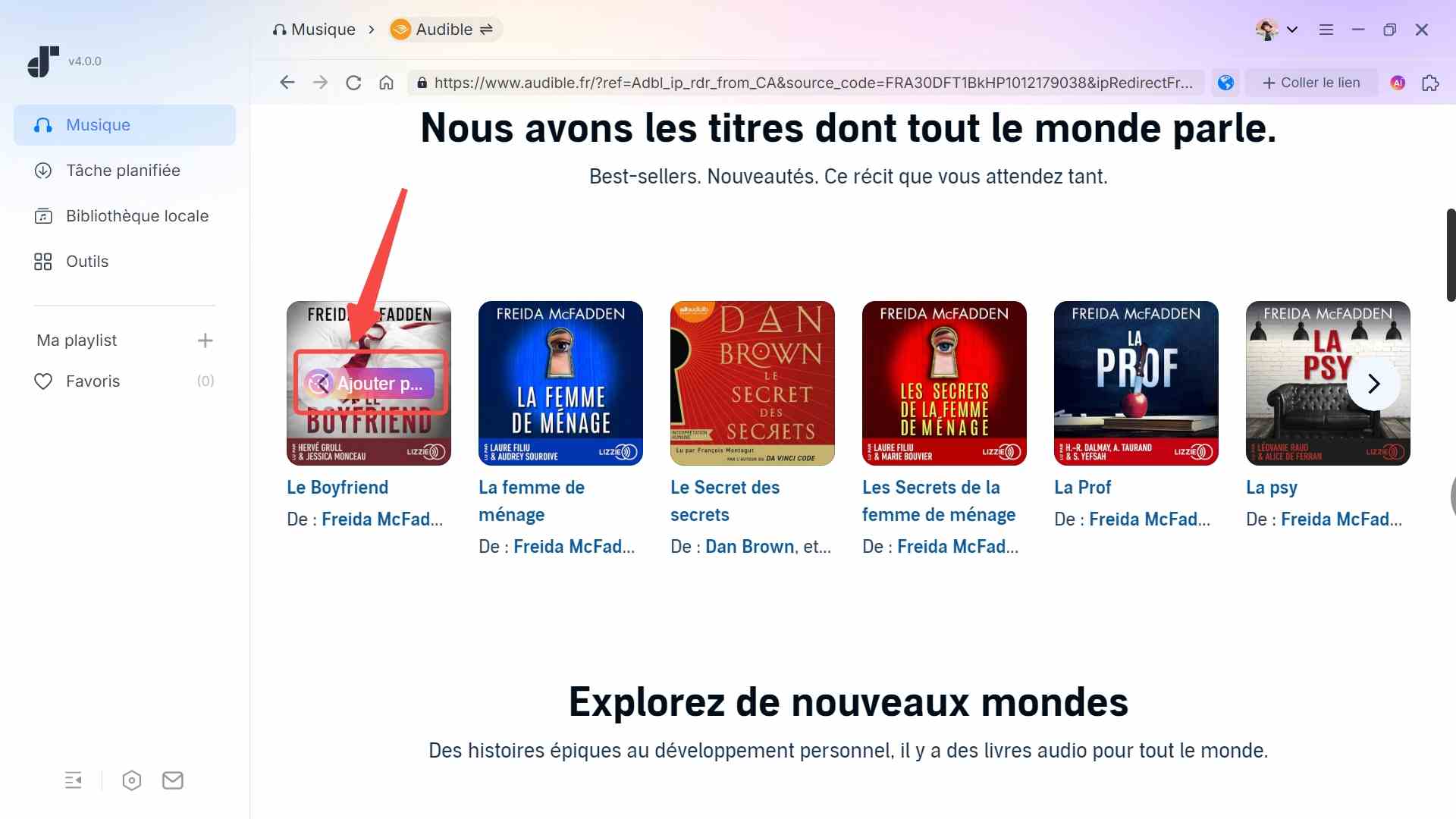 Ajouter des livres Audible