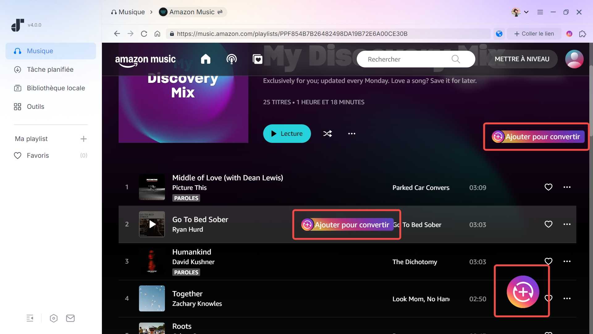 Choisissez la liste de lecture