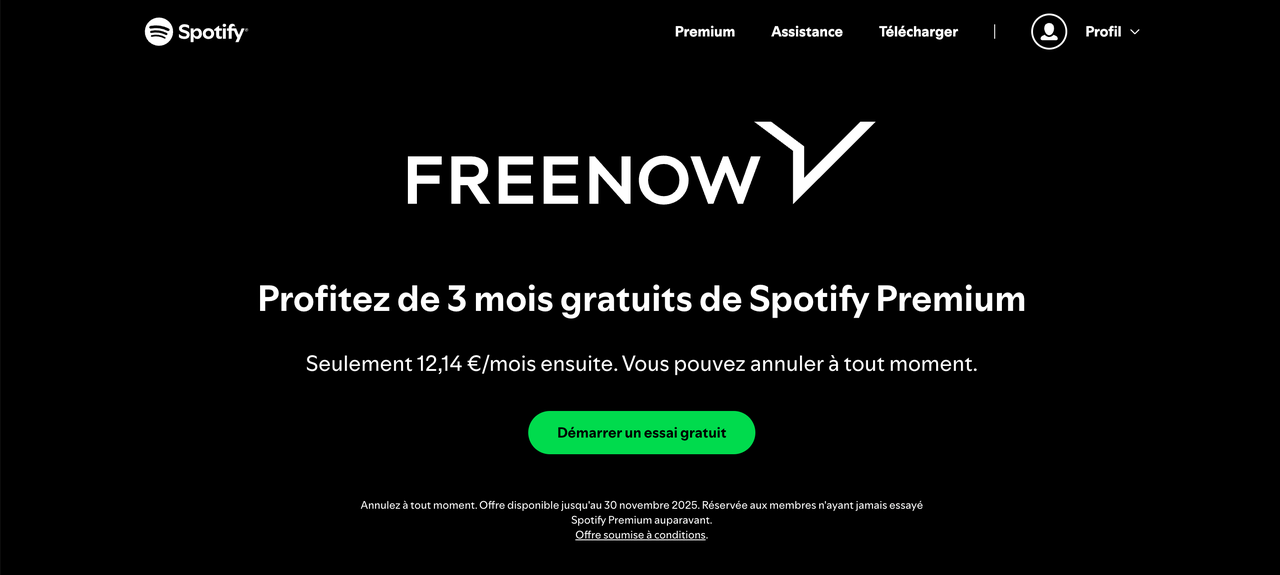 Avoir Spotify Premium gratuit avec FREENOW