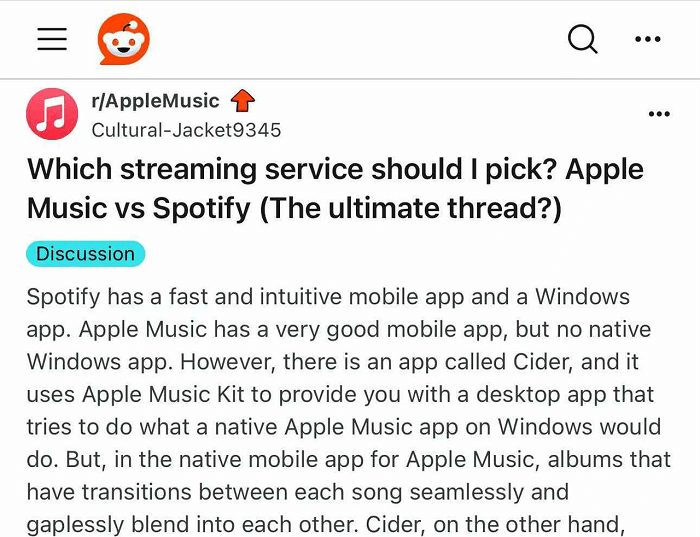 Commentaires Utilisateurs Spotify et Apple Music