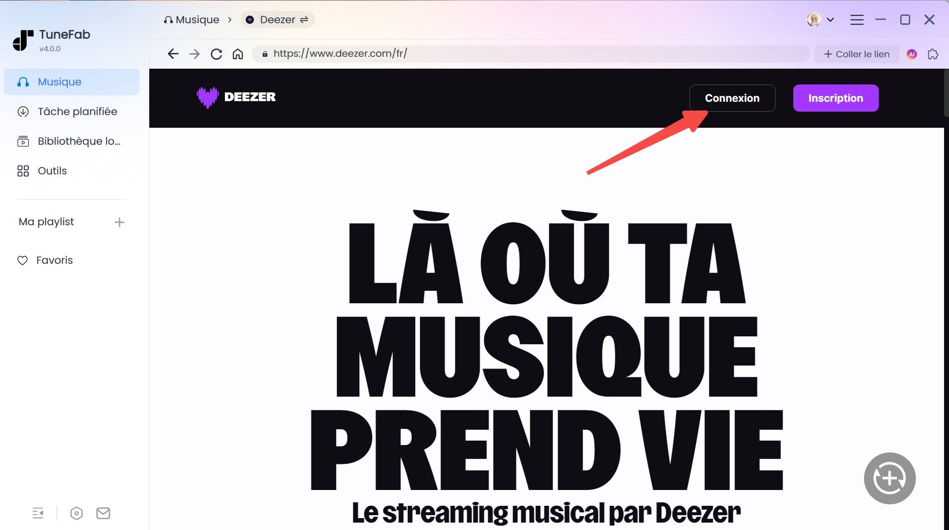 Se connecter à Deezer Music