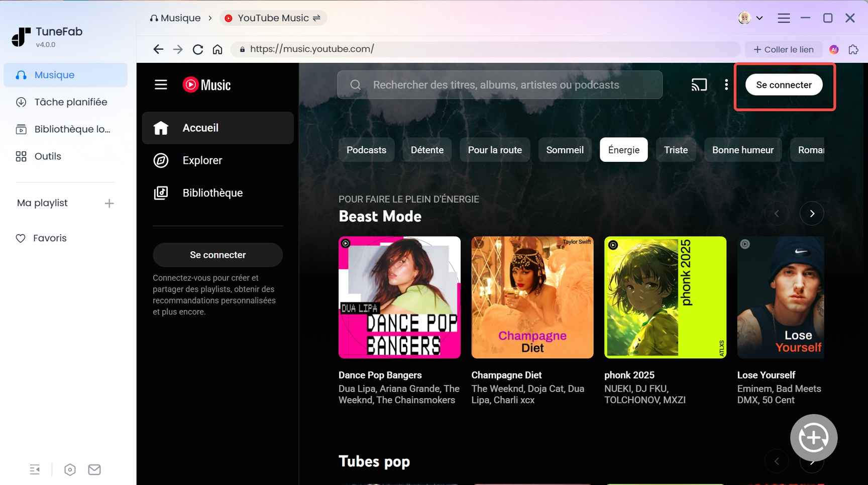 Se connecter à YouTube Music