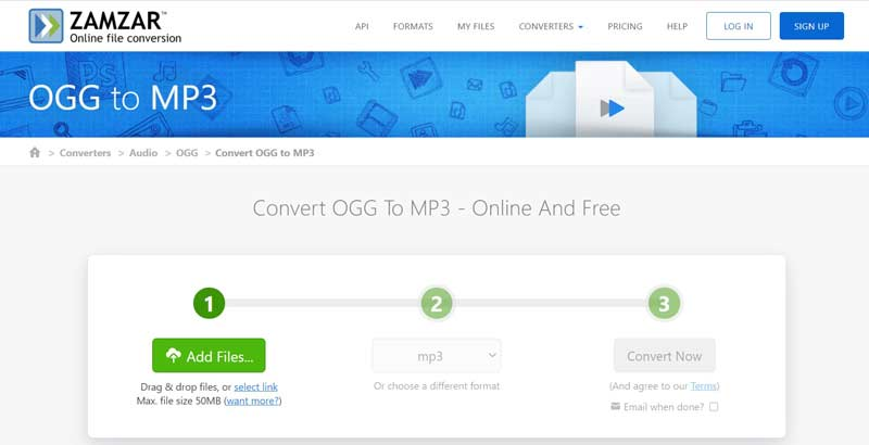 Convertir OGG en MP3 via Zamzar