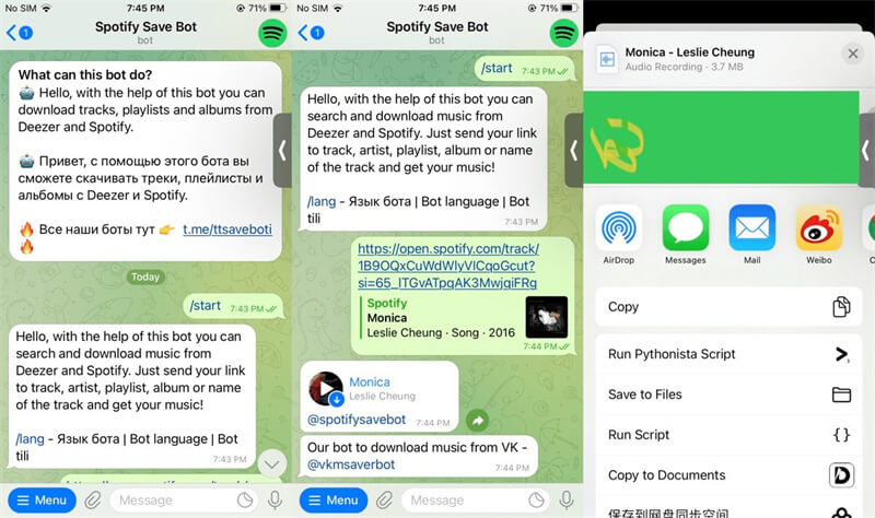 Téléchargez des chansons Spotify avec Telegram Bot
