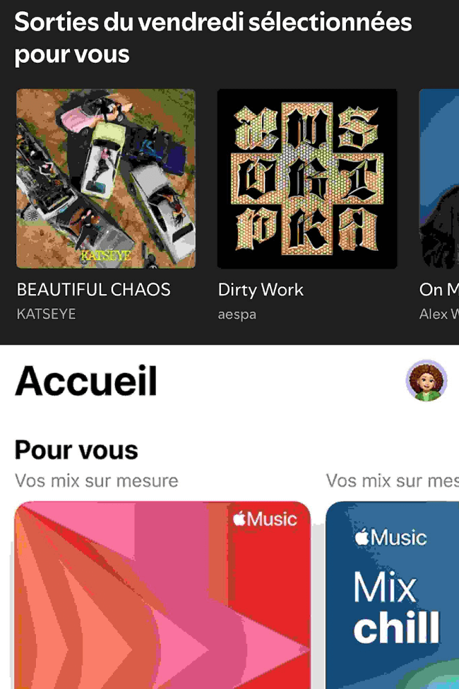 Découverte de musique Spotify et Apple Music