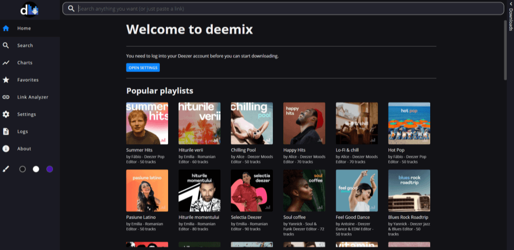 Deemix interface