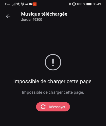 Deezer indique Impossible de charger cette page