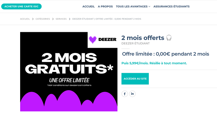 Deezer Premium gratuit — offre Étudiant