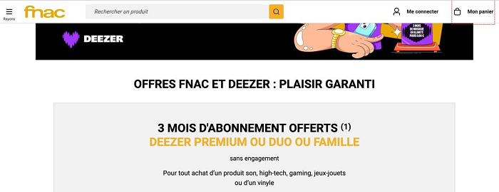 Obtenir Deezer Premium via Fnac+