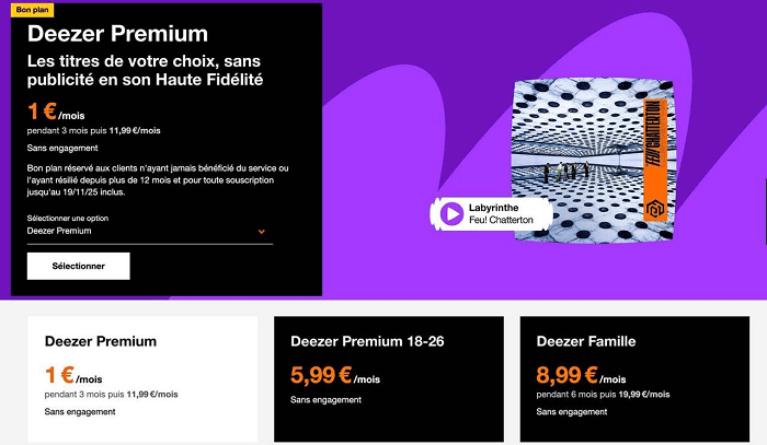 Activer Deezer Premium via Orange
