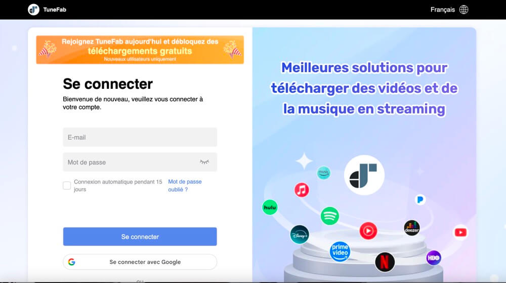 Connectez-vous au centre d'adhésion TuneFab