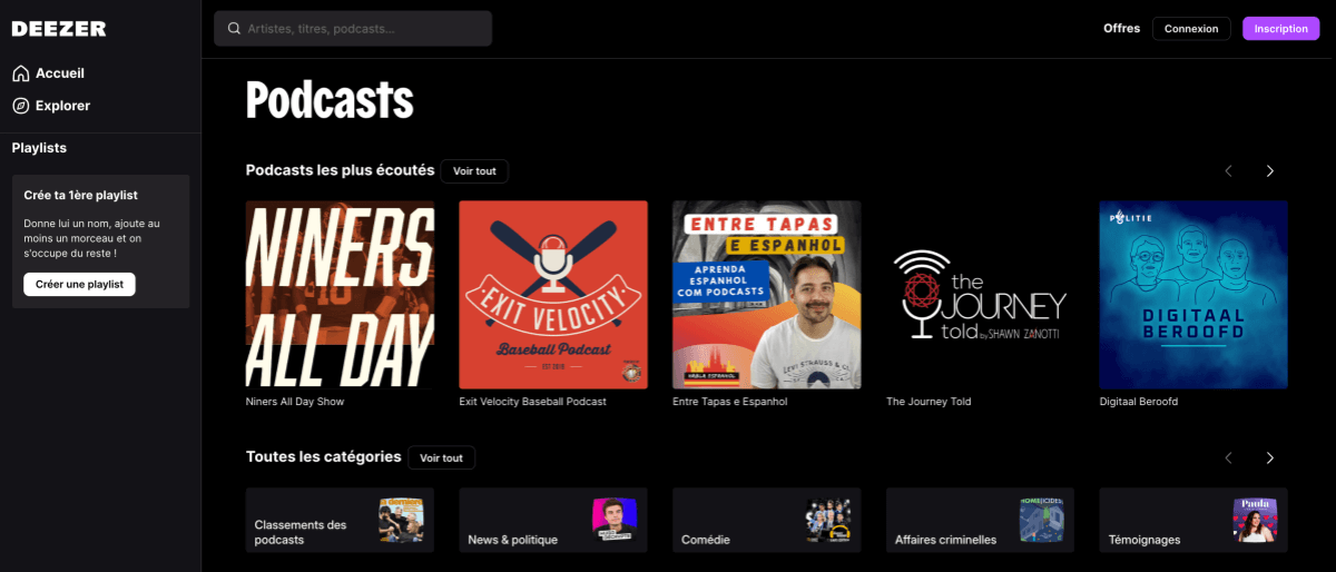 Interface utilisateur Deezer