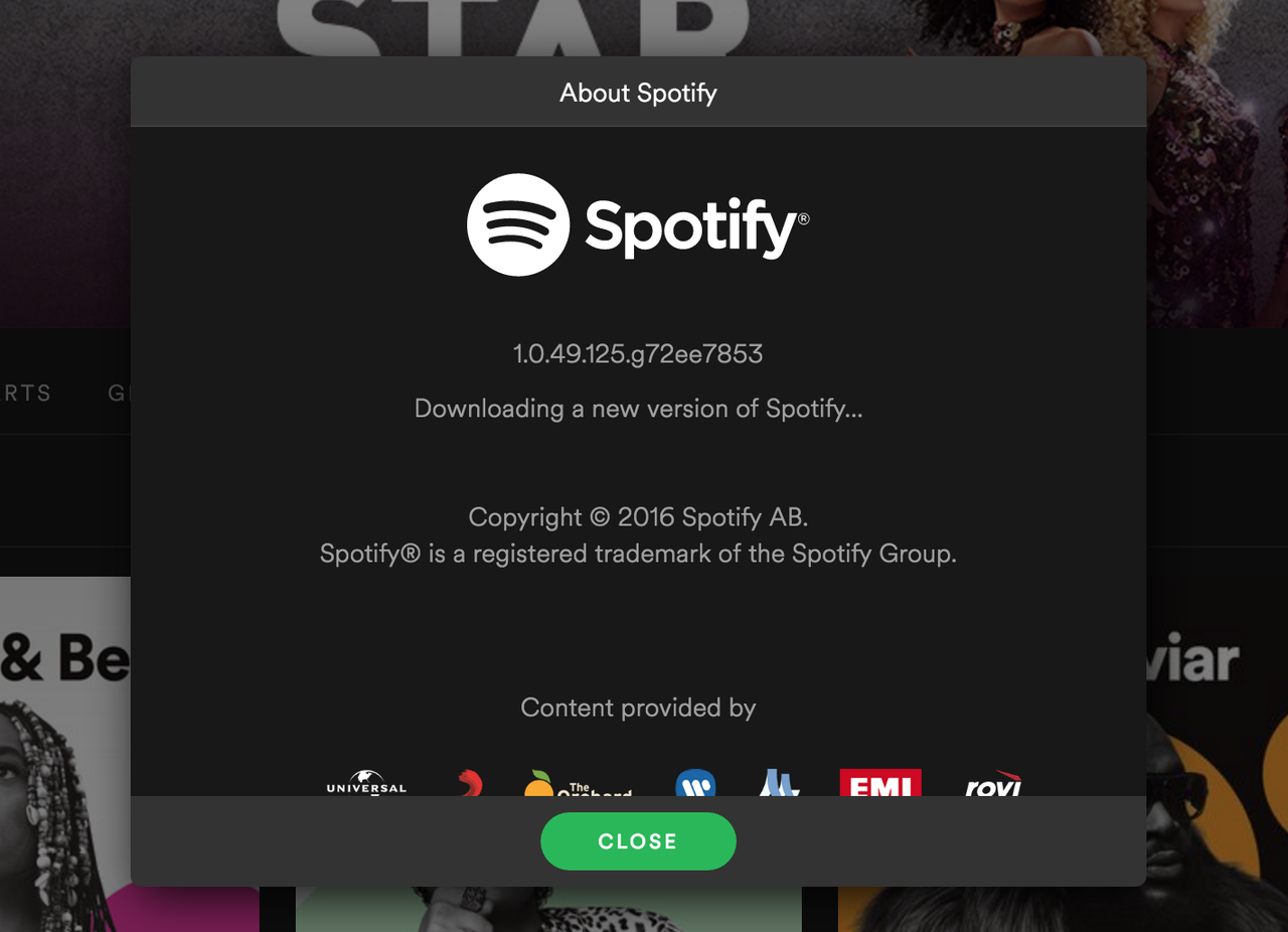 Mise à jour de l'application Spotify