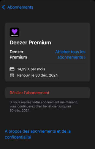 L'abonnement Deezer ne fonctionne