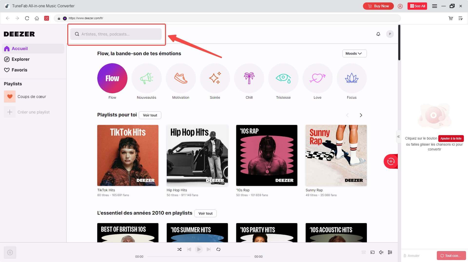 Rechercher la chanson Deezer