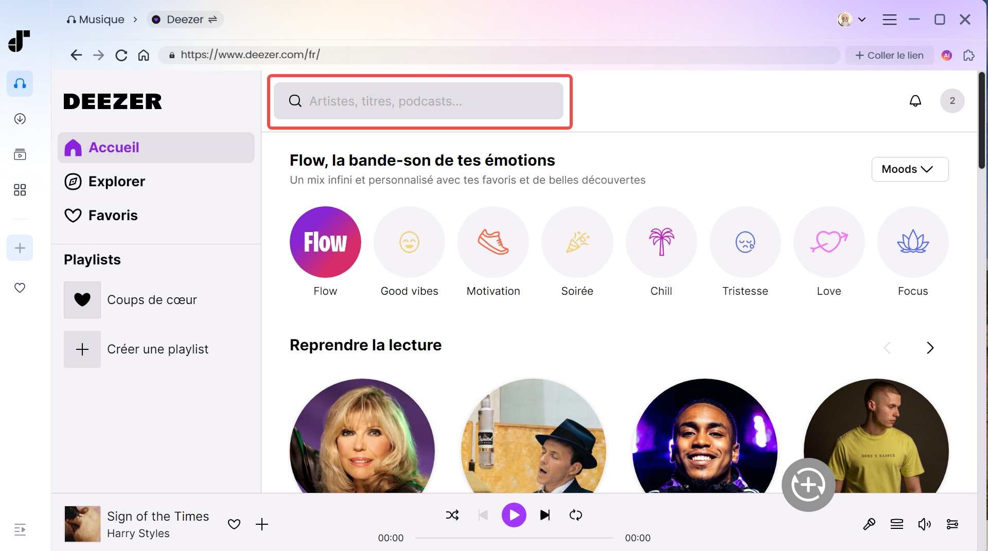 Rechercher la chanson Deezer