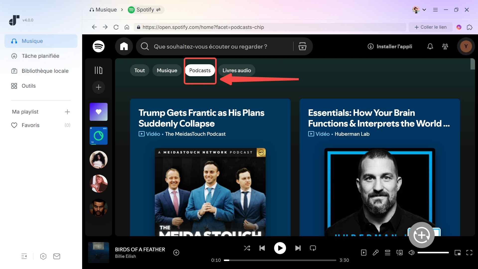 Ajouter des Podcast Spotify
