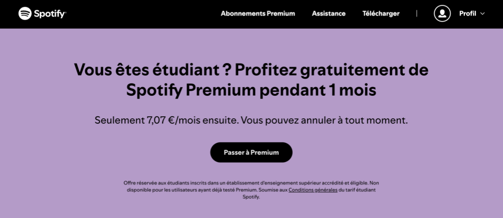 Réduction étudiante Spotify Premium
