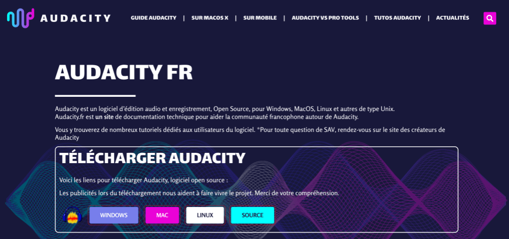 Site officiel d'Audacity