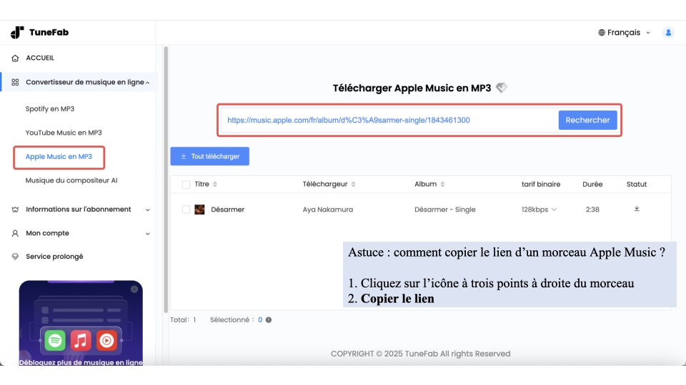 Télécharger Apple Music en MP3 en ligne