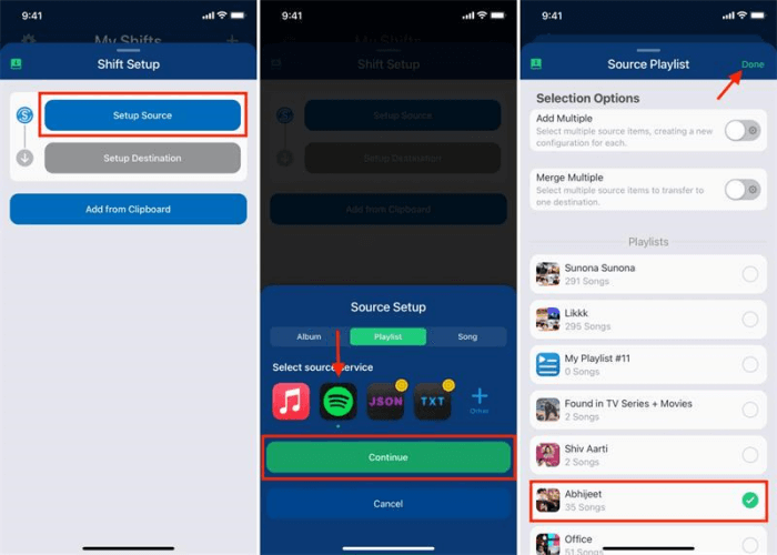 Transférer des playlists Apple Music vers Spotify à l'aide de SongShift