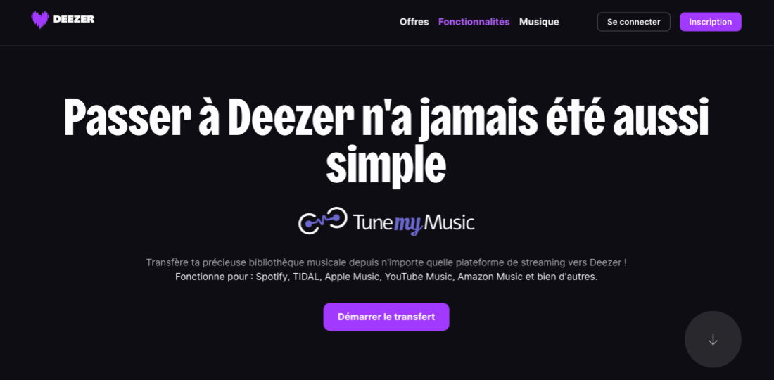 Transférer une playlist Spotify vers Deezer via le site web Deezer