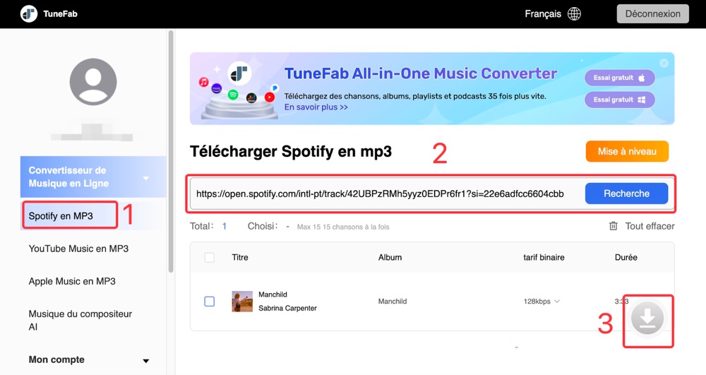 TuneFab Convertisseur de musique Spotify en ligne